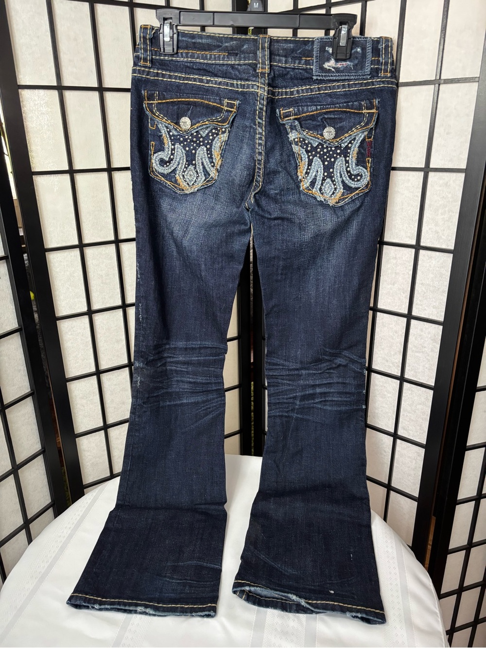 MEK Dark Wash Embellished Pocket Women's Jeans - Blue - Size 29x32